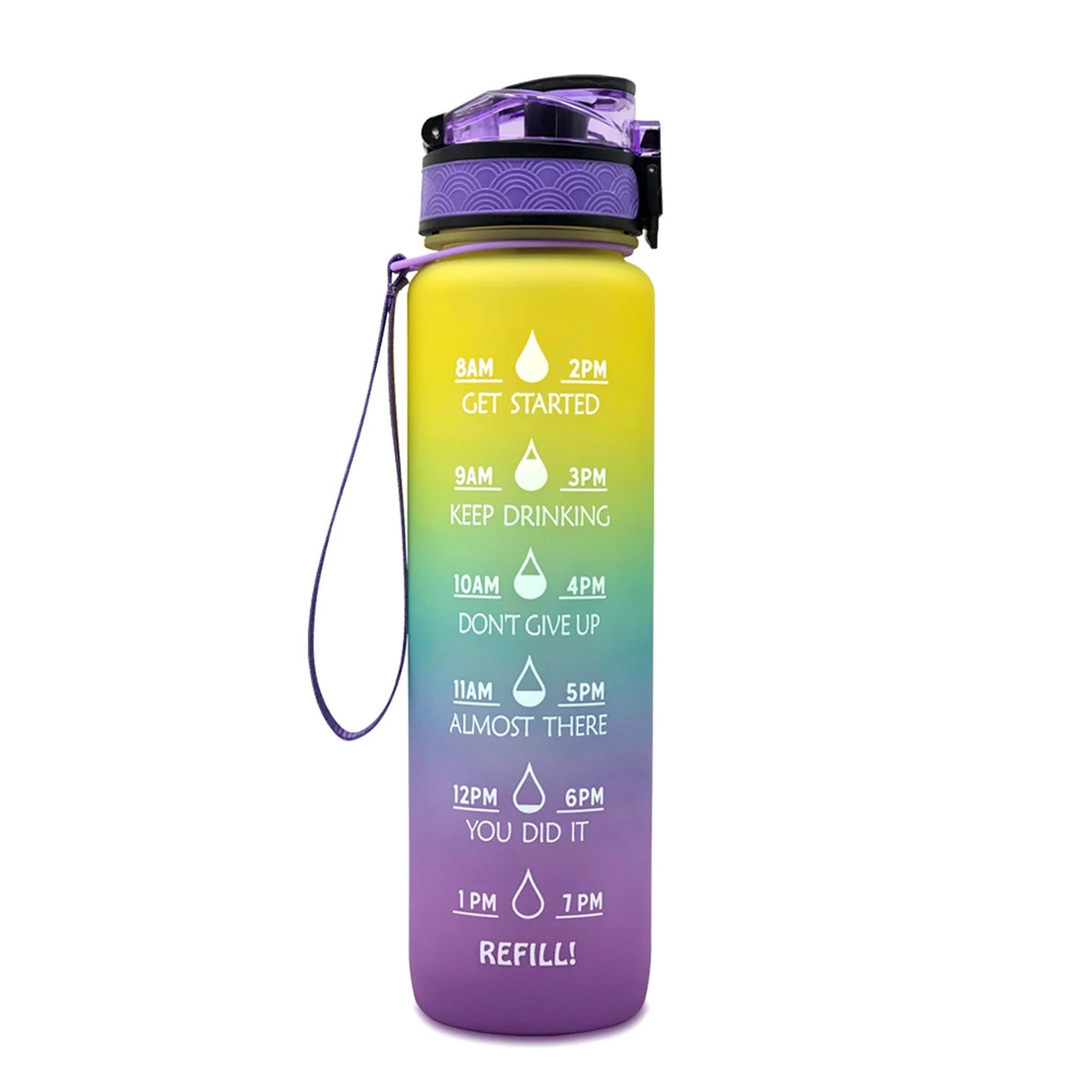 Motivational Tritan Water Bottle with Time Marker Leakproof Bottle for Fitness Sports Motivational Water Bottle with Time Marker